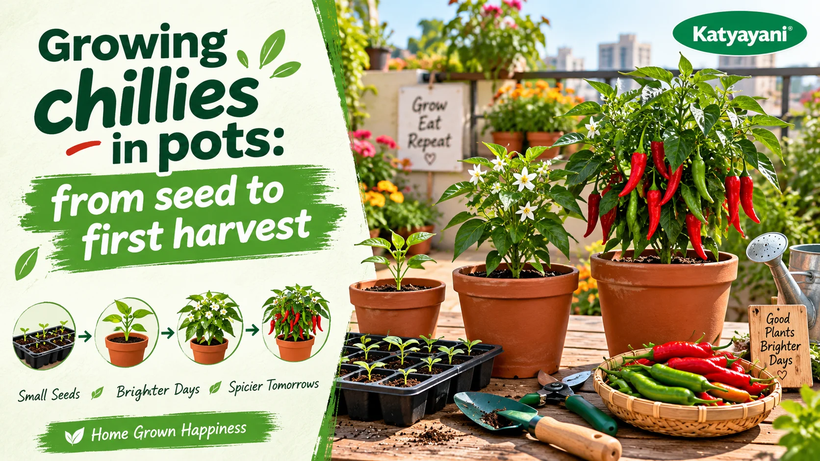 Growing chillies in pots: from seed to first harvest