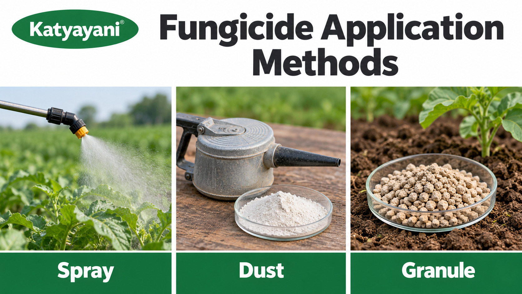 Fungicide Application Methods: Spray, Dust, Granule