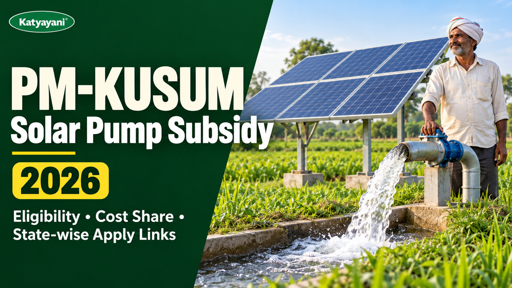 PM-KUSUM Solar Pump Subsidy 2026: Eligibility, Cost Share and State-wise Apply Links